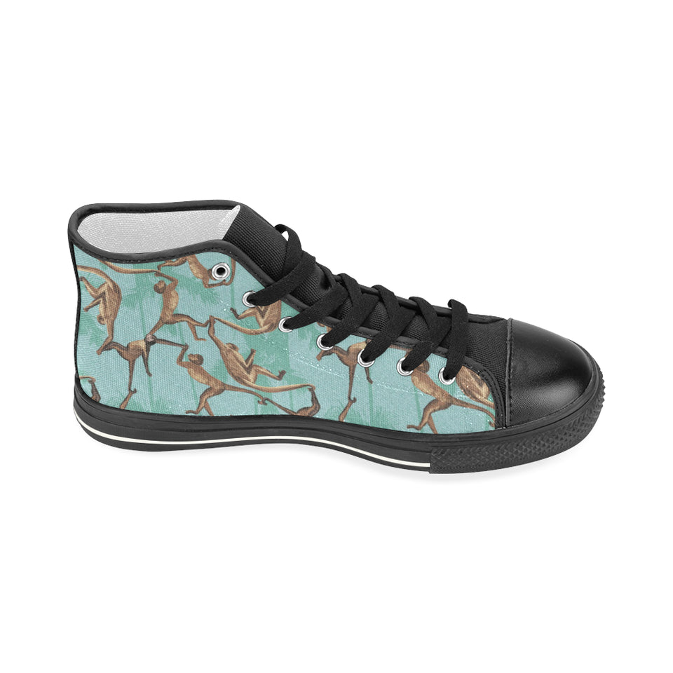 Monkey Palm tree background Women's High Top Canvas Shoes Black