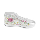 Hand drawn butterfly rose Women's High Top Canvas Shoes White