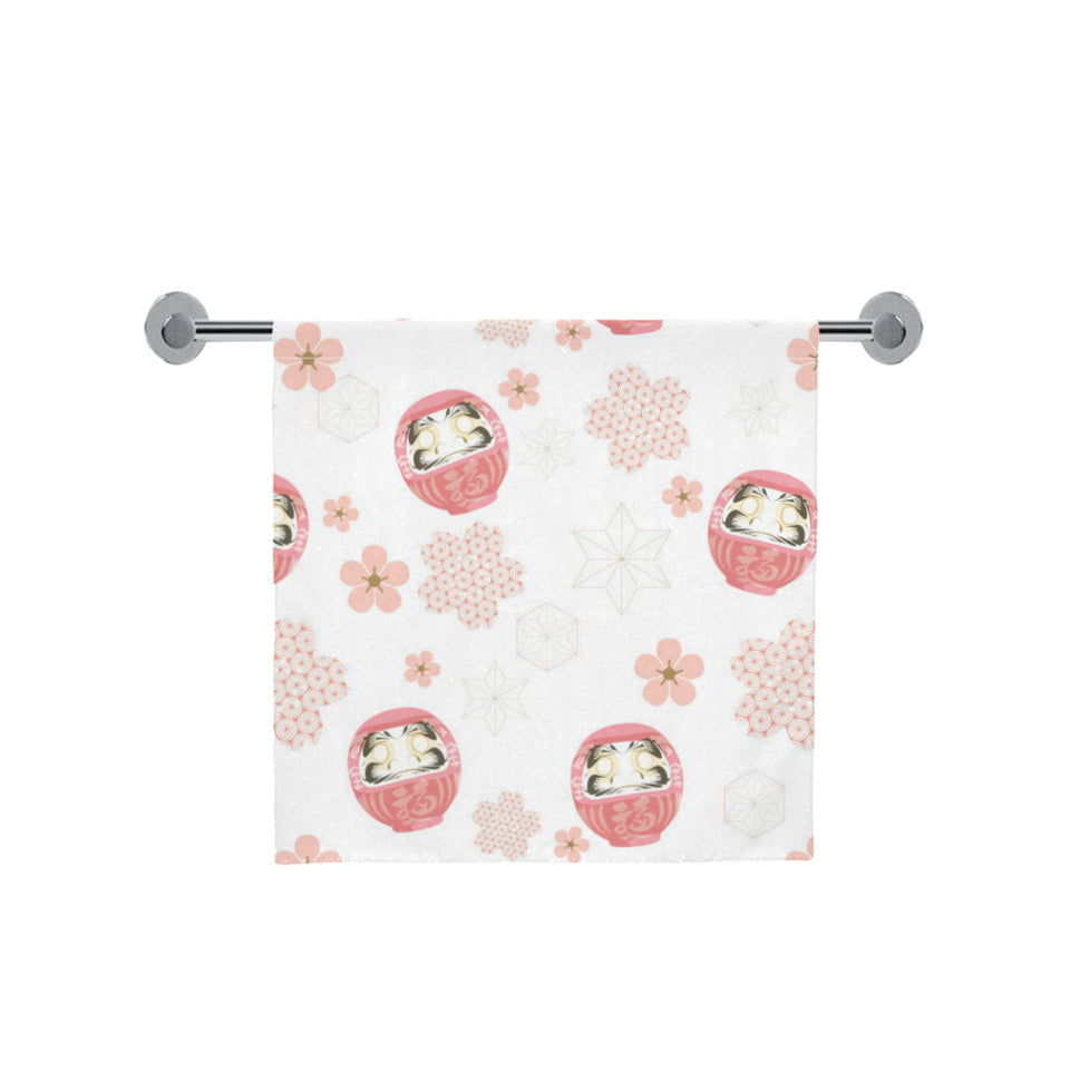 Daruma japanese wooden doll cherry blossom flower Bath Towel