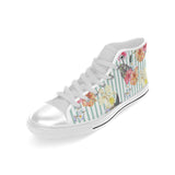Colorful orchid flower pattern Men's High Top Canvas Shoes White