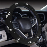 Engine Piston Black Theme Pattern Print Design 03 Car Steering Wheel Cover