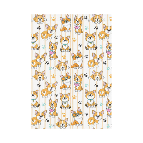 Cute dog corgi striped background pattern House Flag Garden Flag