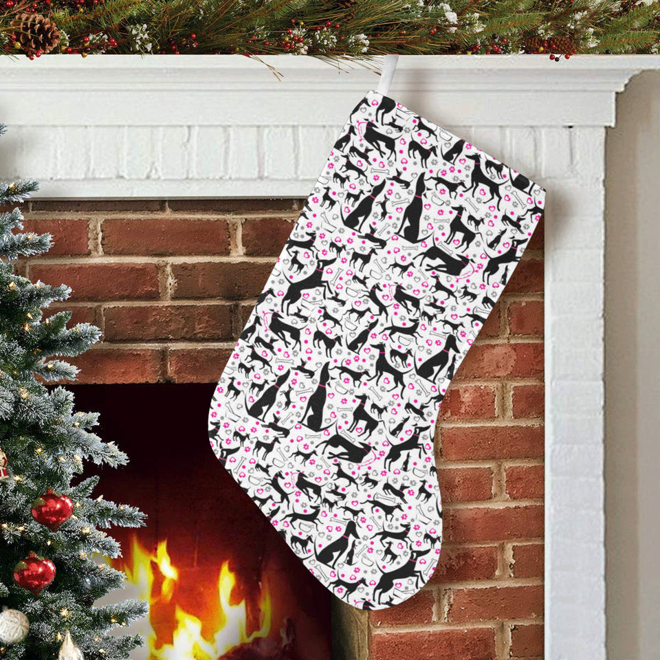 Greyhound Pattern Print Design 02 Christmas Stocking
