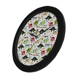 Cute dinosaurs pattern Elegant Black Wall Clock