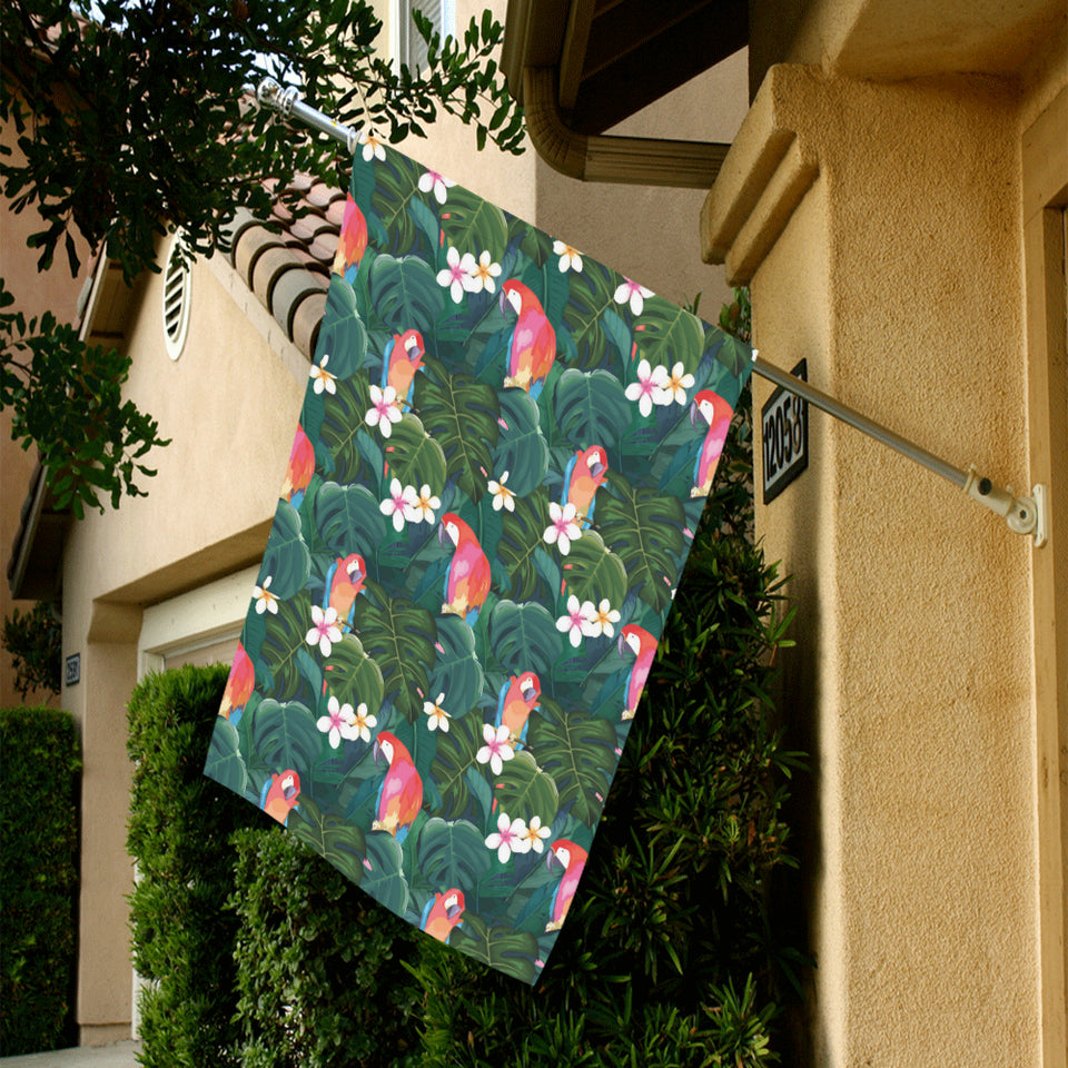 Parrot Palm tree leaves flower hibiscus pattern House Flag Garden Flag