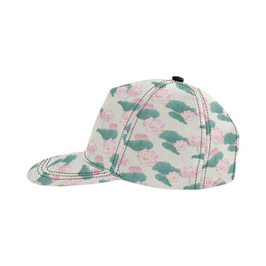 Pink lotus waterlily leaves pattern All Over Print Snapback Cap