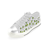 Sketch funny frog pattern Women's Low Top Canvas Shoes White
