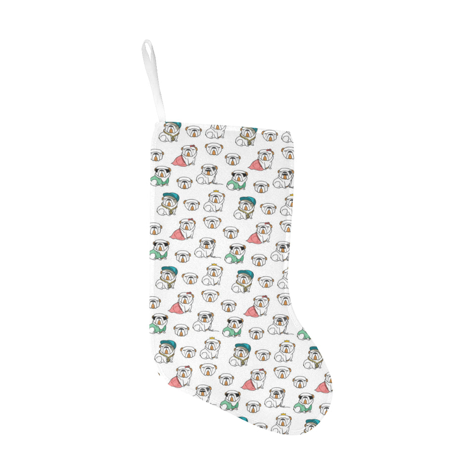 English Bulldog Pattern Print Design 03 Christmas Stocking