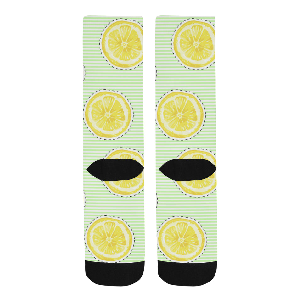 slice of lemon pattern Crew Socks