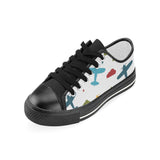 Airplane star cloud colorful Kids' Boys' Girls' Low Top Canvas Shoes Black