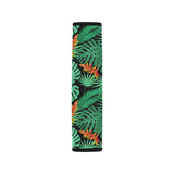 heliconia flower palm monstera leaves black backgr Car Seat Belt Cover