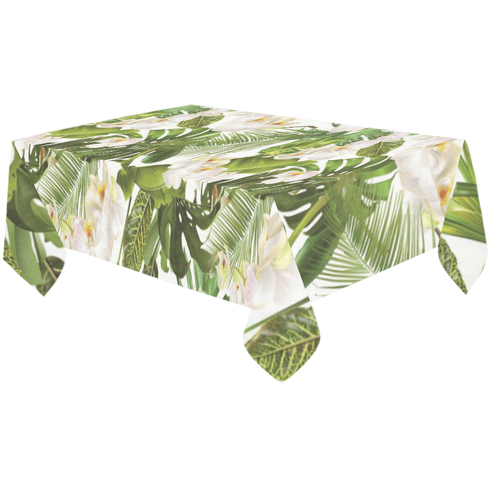 White orchid flower tropical leaves pattern Tablecloth