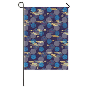 Blue japanese pattern cloud wave flower House Flag Garden Flag