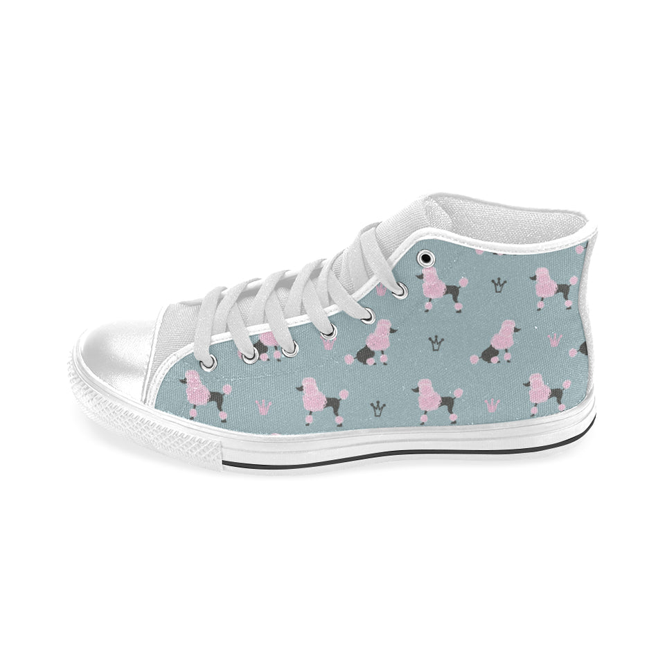 poodle dog pattern Men's High Top Canvas Shoes White