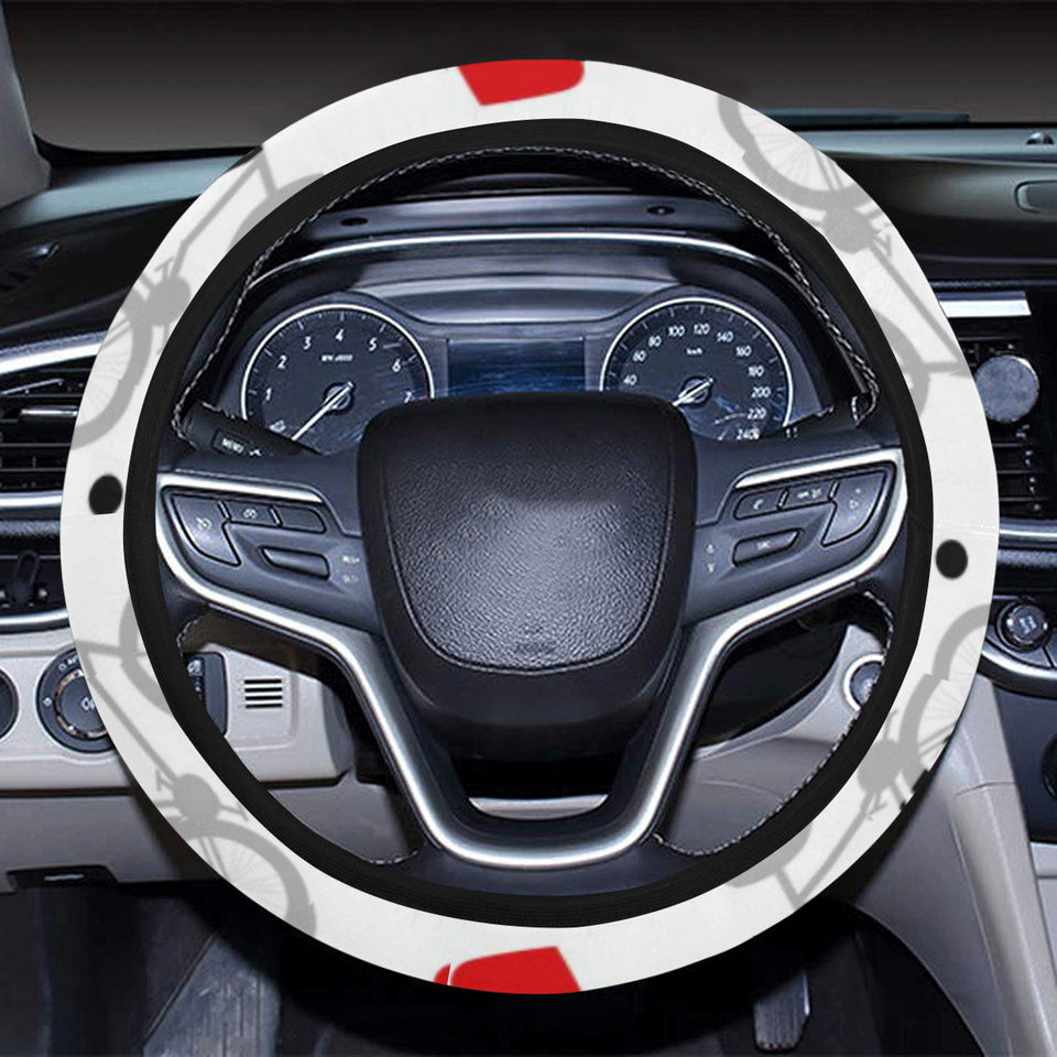 Bicycle Pattern Print Design 04 Car Steering Wheel Cover