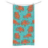 Octopus turquoise background Bath Towel