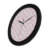 Watercolor pink heart pattern Elegant Black Wall Clock