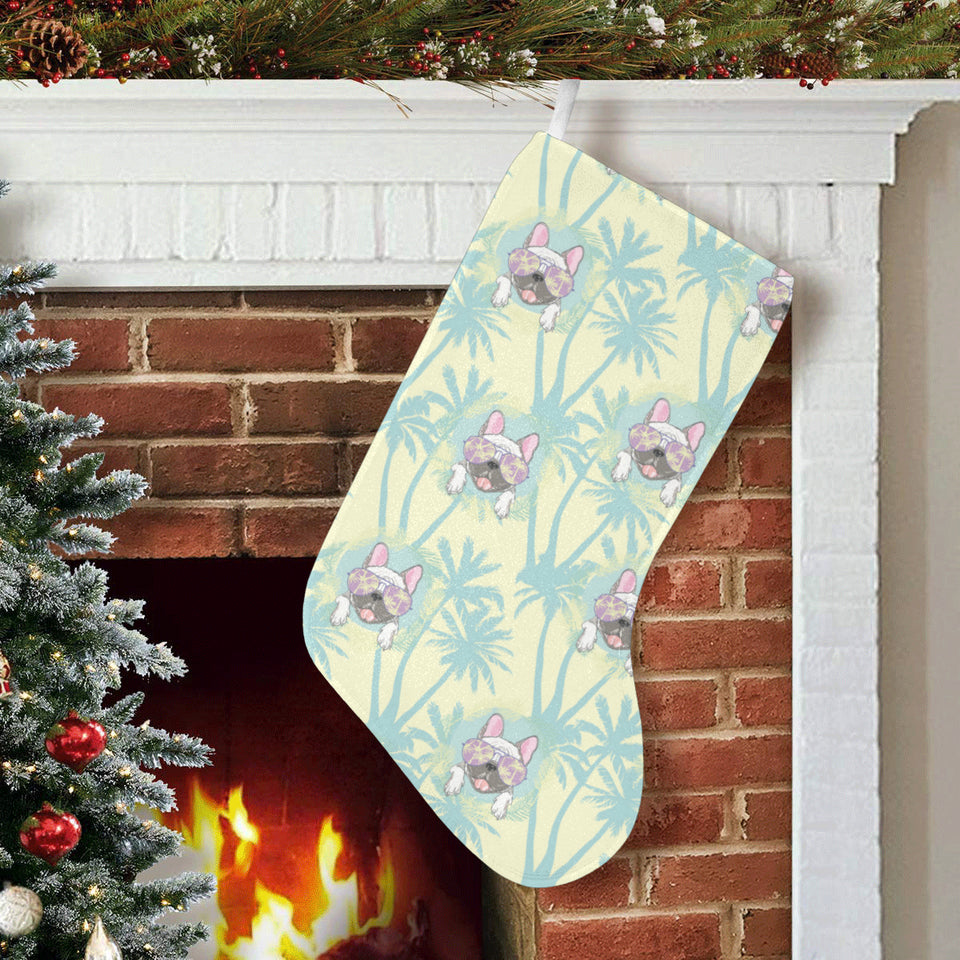 French bulldog hawaii blackground Christmas Stocking