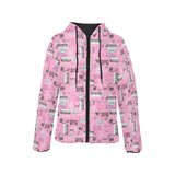 Piano Pattern Print Design 01 Women's Padded Hooded Jacket