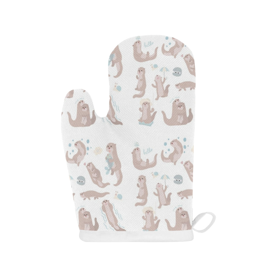 Cute sea otters pattern Heat Resistant Oven Mitts