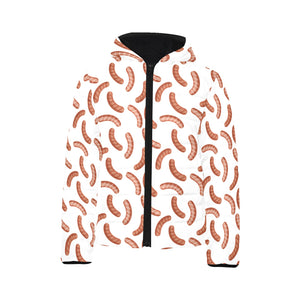 Sausage Pattern Print Design 04 Kids' Boys' Girls' Padded Hooded Jacket