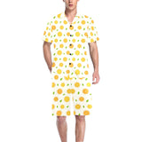 oranges leaves pattern Men's V-Neck Short Pajama Set