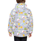 Math Pattern Print Design 04 Kids' Boys' Girls' Padded Hooded Jacket
