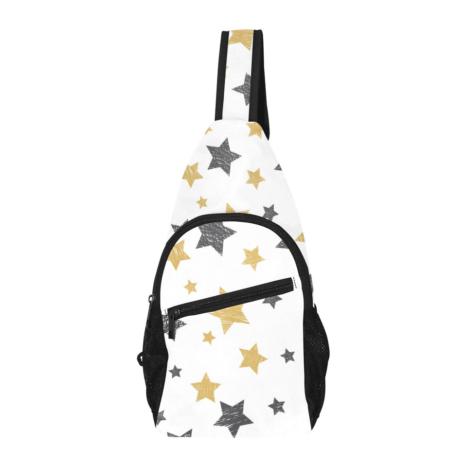 hand drawn gold black star pattern All Over Print Chest Bag