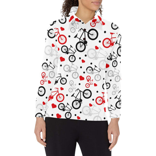 Bicycle Pattern Print Design 04 Women's Long Sleeve Polo Shirt