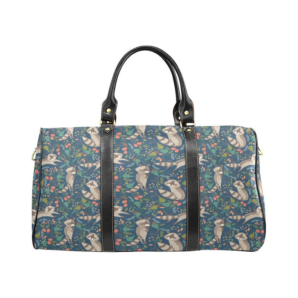 Raccoon tropical leaves pattern Travel Bag