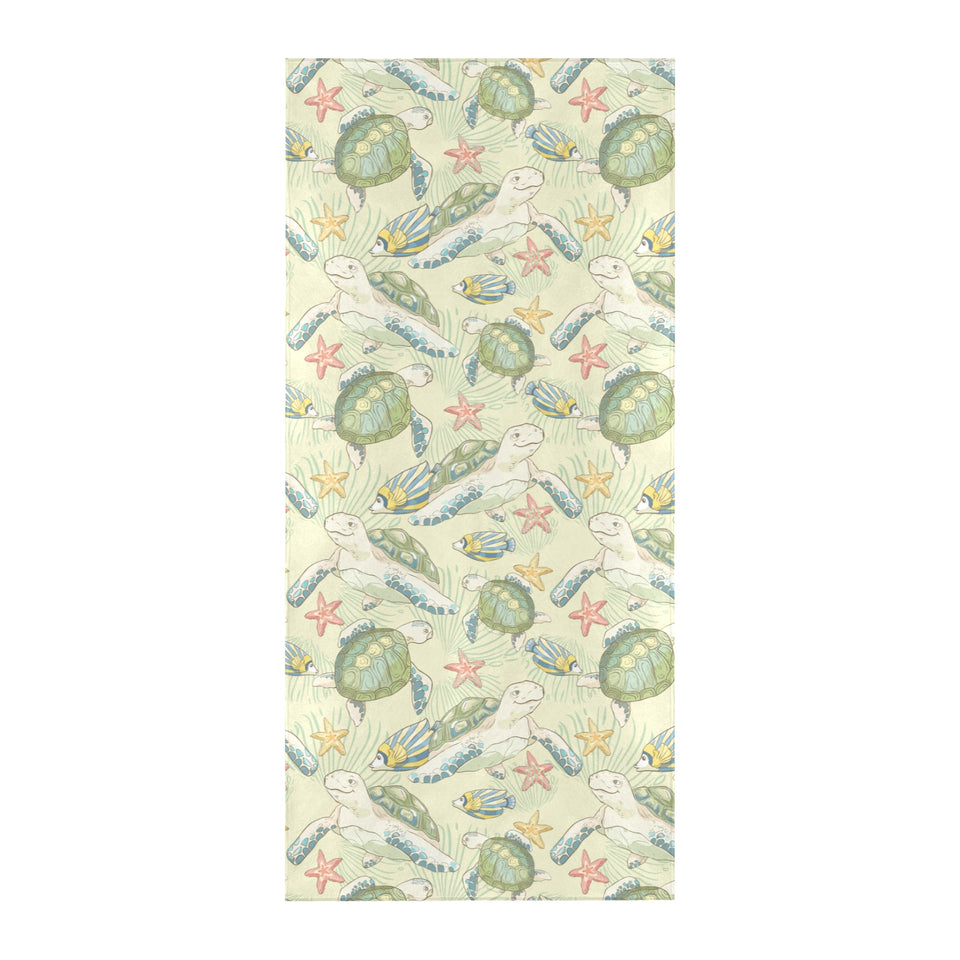 Hand drawn sea turtle fish pattern Beach Towel