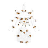 Cute beagle dog sleeping pattern Women's Long Sleeve Belted Night Robe