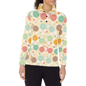 Bicycle Pattern Print Design 01 Women's Long Sleeve Polo Shirt