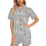Cute koala leaves pattern Women's V-Neck Short Pajama Set