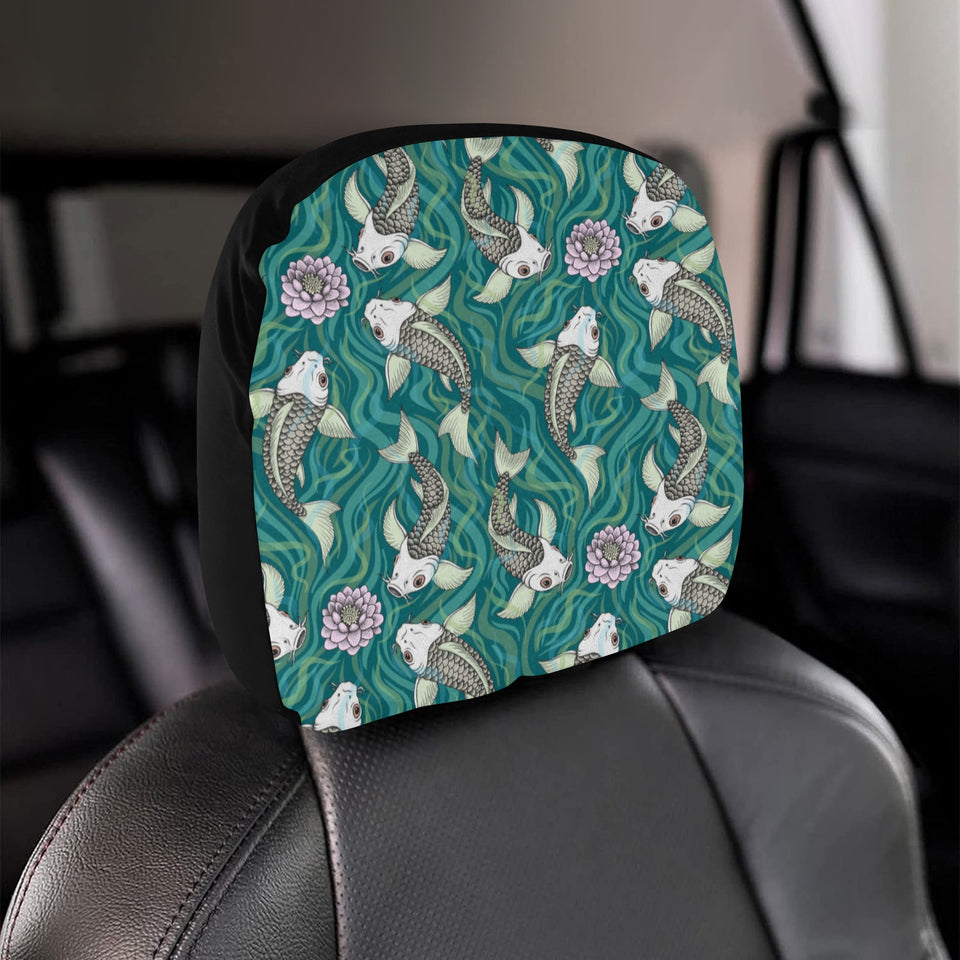 Koi Fish Carp Fish lotus pattern Car Headrest Cover