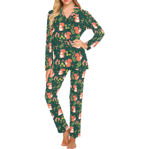 Squirrel Pattern Print Design 03 Women's Long Pajama Set