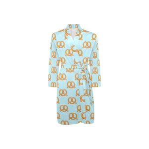 Pretzels Pattern Print Design 03 Men's Long Sleeve Belted Night Robe
