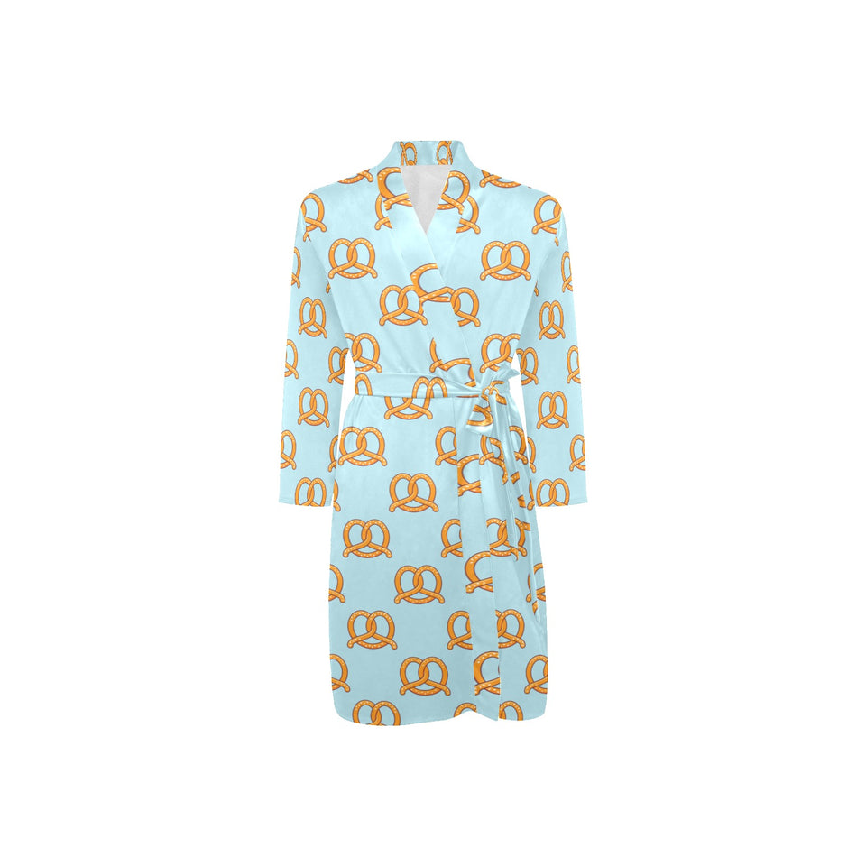 Pretzels Pattern Print Design 03 Men's Long Sleeve Belted Night Robe