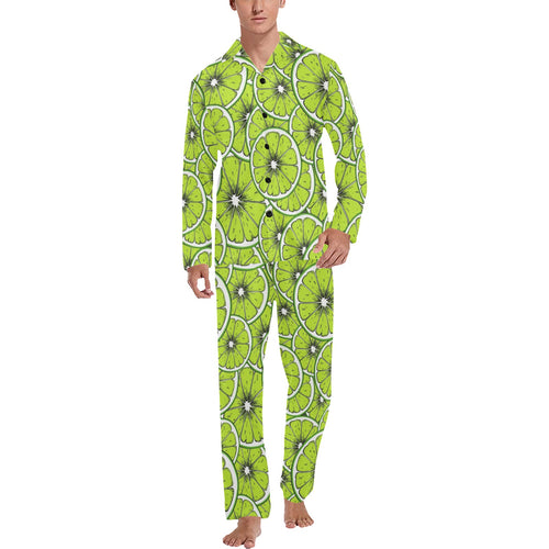 Slices of Lime design pattern Men's Long Pajama Set