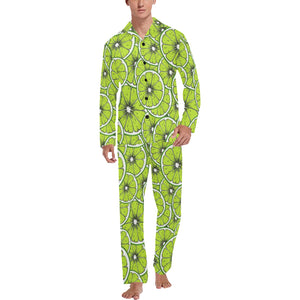 Slices of Lime design pattern Men's Long Pajama Set
