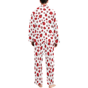 Ladybug Pattern Print Design 04 Men's Long Pajama Set
