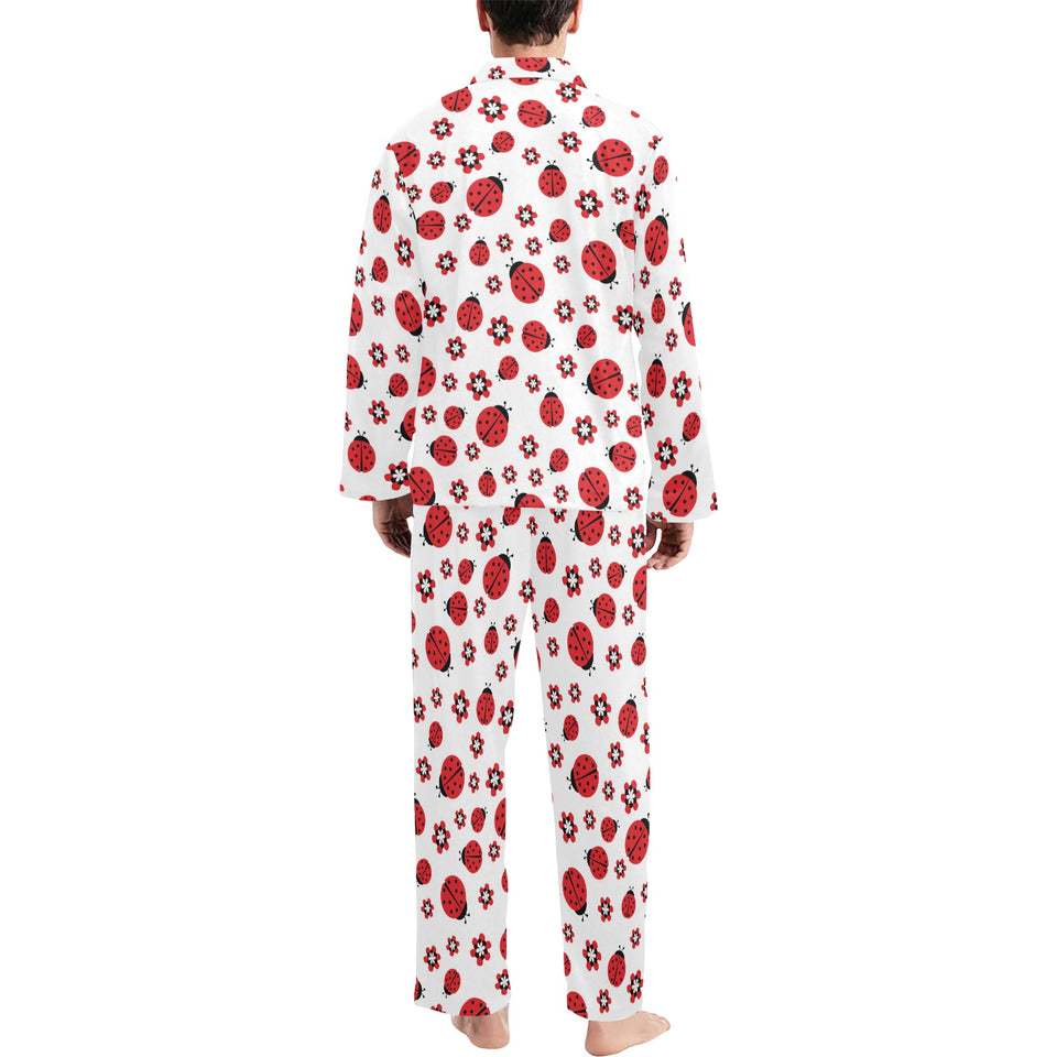Ladybug Pattern Print Design 04 Men's Long Pajama Set