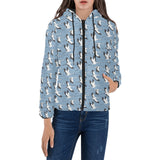 Seagull Pattern Print Design 04 Women's Padded Hooded Jacket