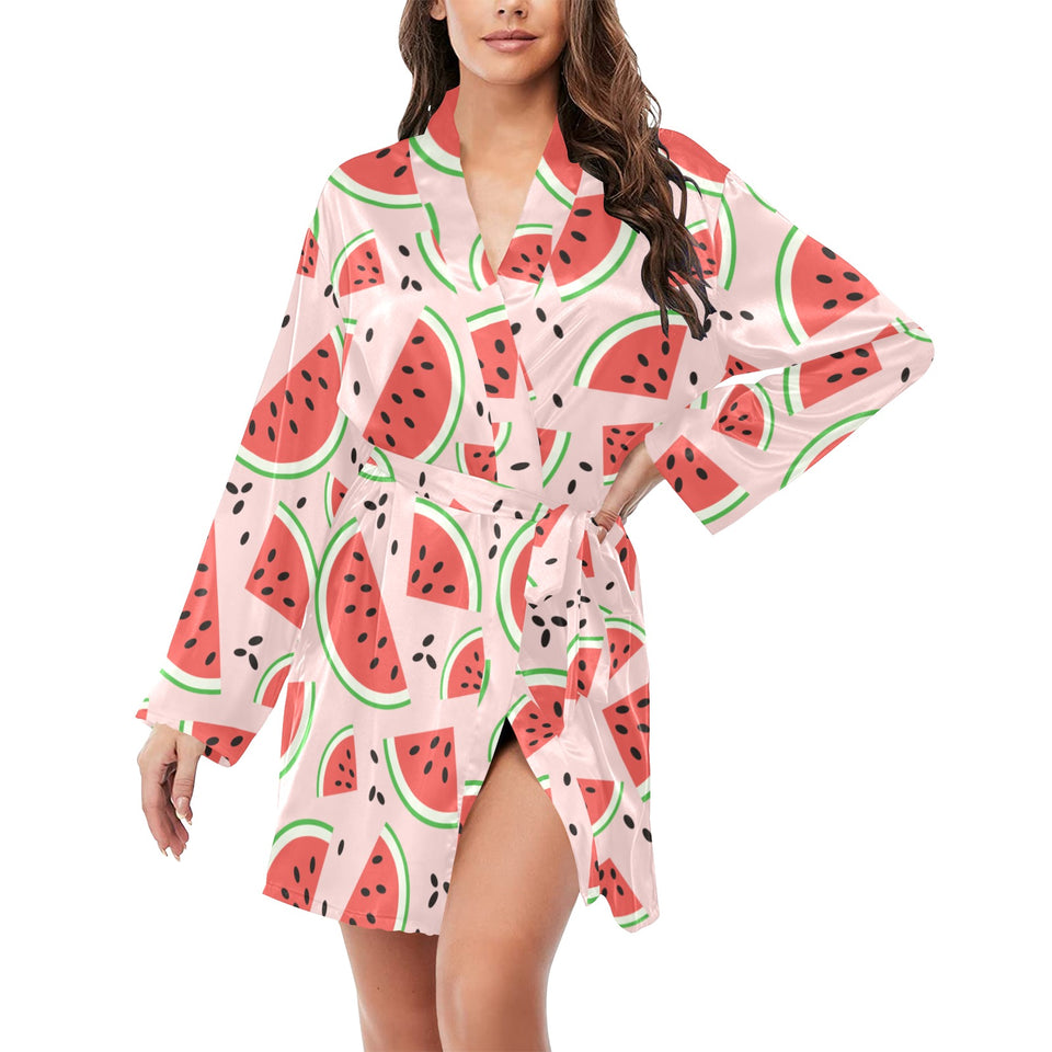 Watermelon pattern Women's Long Sleeve Belted Night Robe