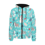 Christmas cute siberian husky puppie pattern Men's Padded Hooded Jacket