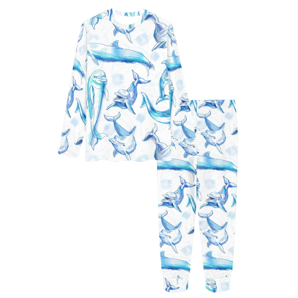 Watercolor dolphin pattern Women's All Over Print Pajama Set