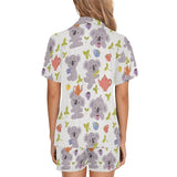 Cute koalas teapots tea Women's V-Neck Short Pajama Set