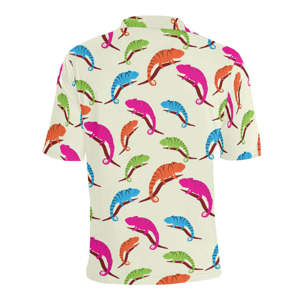 Colorful Chameleon lizard pattern Men's All Over Print Polo Shirt