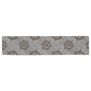 nautical wood steering wheel pattern Table Runner