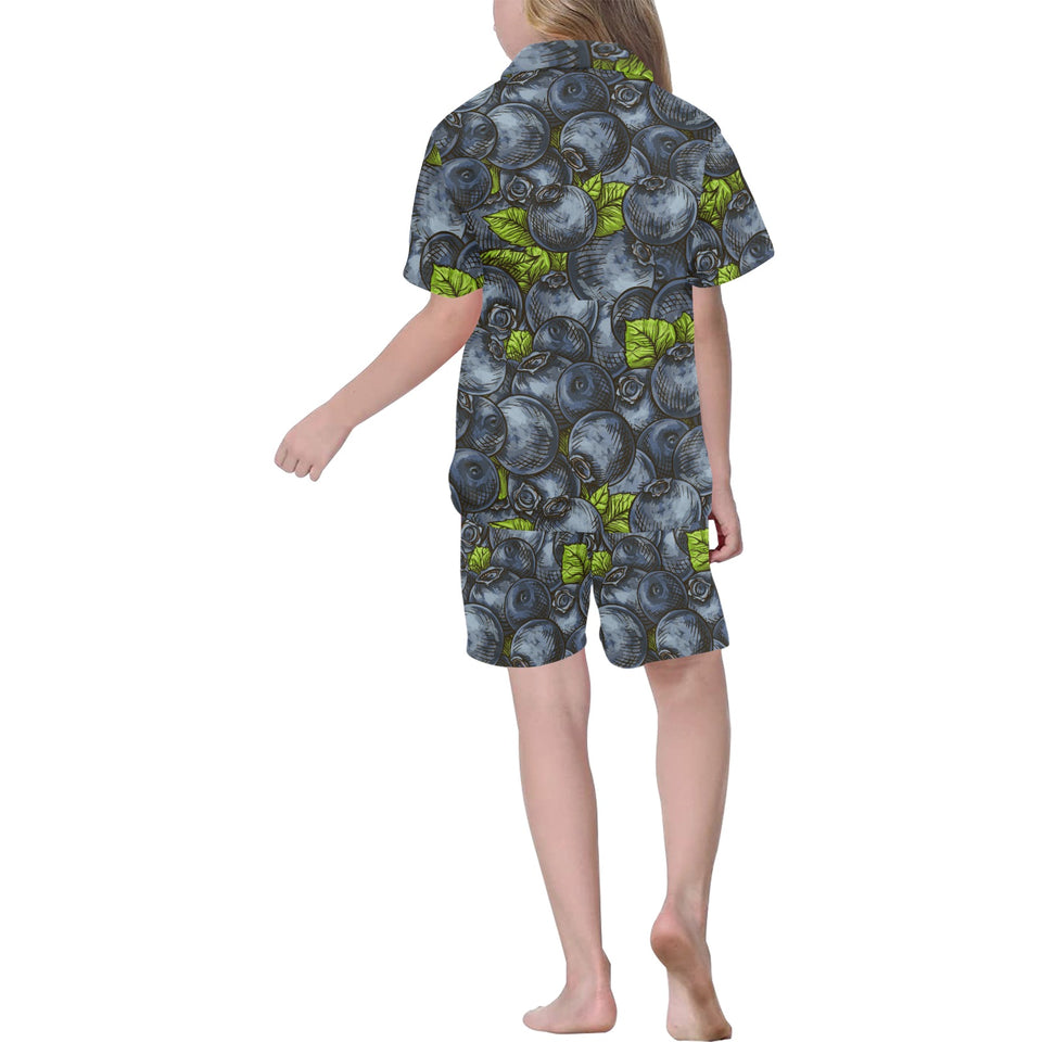 blueberry pattern Kids' Boys' Girls' V-Neck Short Pajama Set